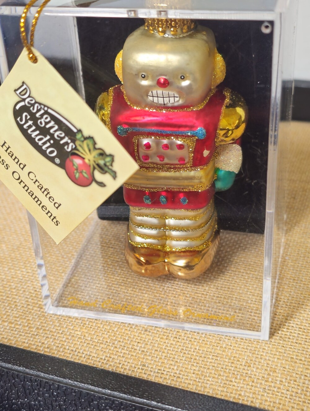 Vintage Designers Studio Glass Robot Ornament NIB NRFB Unique Treasures